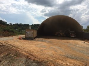 Claiborne Hauling LLC, 70'x120' Metal Roof Between Two Shipping Containers