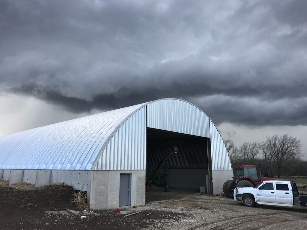 Crop storage metal building